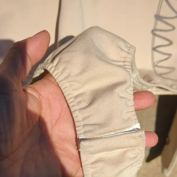 MANIERE DE VOIR Corset Detail Long Sleeve Bodysuit Beige,Stretch Contour Size 16 - Picture 5 of 9